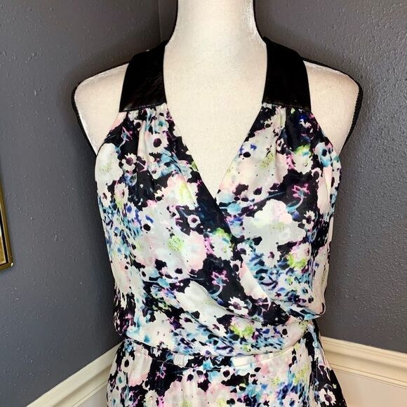 Parker leather and silk water color wrap dress - Picture 2 of 9